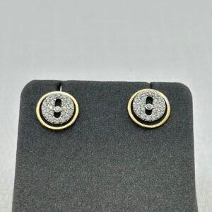 حلق ذهب عيار 18 دائري مرصع بالكامل بأحجار لامعة من جولدانا