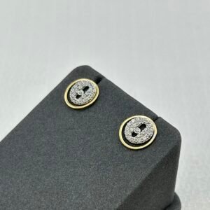 حلق ذهب عيار 18 دائري مرصع بالكامل بأحجار لامعة من جولدانا