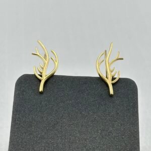 حلق ذهب عيار 18 بتصميم غصن نباتي ناعم من جولدانا