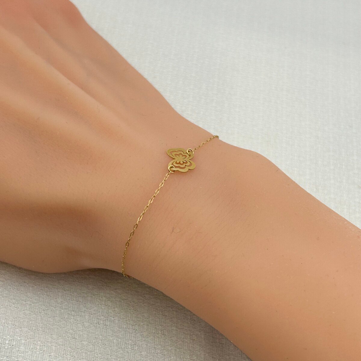 IMG_2985 سوار ذهب عيار 18 بفراشة مزدوجة إيطالية من جولدانا